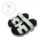 エルメス HERMES シプレ サンダル 靴 シューズ レザー ホワイト 白 ベルクロ ストラップ フラット