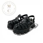 ショッピングプラダ プラダ PRADA モノリス サンダル 靴 シューズ ラバー ブラック トライアングルロゴ