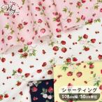 ショッピング花 生地 布 布地 シャーティング 有輪 ストロベリー ガーデン ■ いちご 苺 イチゴ 花 小花 庭 レトロ 手書き風 ワンピース ハンドメイド 手作り ■