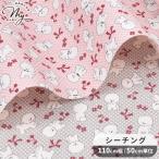 ショッピングシーチング 生地 布 布地 シーチング かわいい ビションフリーゼ × リボン ■ KOKKA  ちびプリ 犬 わんちゃん リボン チェリー 動物 綿 水玉 ■