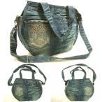 Yokohama новейший очарование. Denim плечо &amp; ручная сумка two way повреждение сумка стразы череп рисунок ширина 38cm длина 29cm вставка 10.5cm низ с табличкой бесплатная доставка heia23
