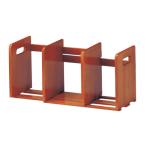 ブックスタンド(スライド式)　スライド仕切り付き本立て天然木仕様のブックエンド(ブラウン)　W335〜620×D180×H220mm