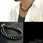 ブラックスピネルネックレスメンズ128面カット6mm本物