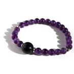パワーストーンブレスレットアメジストモリオン紫パープルメンズレディースアク...