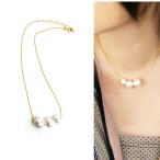 Yahoo! Yahoo!ショッピング(ヤフー ショッピング)コットンパール ネックレス アシンメトリー 3粒 グラデーション　ジュエリー アクセサリー ネックレス