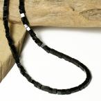 4mmスクエアカットオニキスネックレス黒メンズシンプル天然石パワーストーン