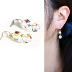 Yahoo! Yahoo!ショッピング(ヤフー ショッピング)レディース ピアス スワロフスキー スクエア　ラウンド カット デザイン 結婚式 パーティー 大人 デイリー