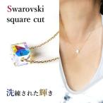 SWAROVSKI スワロフスキー ネックレス ペンダント レディース キューブカット　華奢チェーン