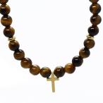 パワーストーンネックレスタイガーアイクロスデザイン6mm数珠ネックレスメン...