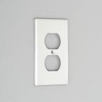 アメリカン電機 V41A 複式コンセント用プレート 新金属製 1ヶ用ボックス用、小判穴×2