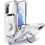 SHIELDS UP Galaxy S21 5G ケース リング付き SC-51B SCG09 ケース カード収納 背面ポケット リング付き スタンド機能 耐衝撃 透明 TPU カバー ギャ