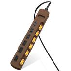 エレコム 電源タップ コンセント 雷ガード 個別スイッチ ほこりシャッター付 6個口 3m ブラウン T-K6A-2630BR