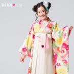 【7泊8日レンタル】レンタル SISTER JENNI 卒業式 袴 小学生 女の子 小学校「ジュニア セット ピンク地にピンク・黄色の牡丹と菊」 ひな祭り 着物 衣装 レトロ