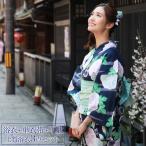 浴衣 レディース セット レトロ 高級変わり織り綿浴衣3点セット ジュニアサイズ「紺地に青・紫の朝顔」 古典柄 大人  20代 30代 40代 50代