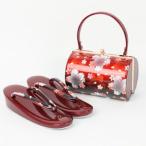 草履バッグセット　日本製振袖用草履バッグセット・成人式・Ｌサイズ対応 赤色　送料無料