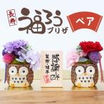 花 プリザーブドフラワー 和風 ギフト かわいい 枯れない花 カーネーション 置物 玄関 祖父 祖母 名入れ 長寿 ふくろう プリザ ペア
