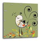 3dRose Little Singing Bird - ウォールクロック、10×10インチ（dpp_29010_1）