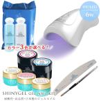 ショッピングジェルネイル 値下げしました★≪ポータブル6W≫オフが簡単・傷まない SHINYGEL 爪がうるおうジェルネイルキット（LEDランプ6W付）シャイニージェル ジェルネイルセット