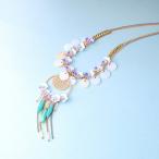 Yahoo! Yahoo!ショッピング(ヤフー ショッピング)ネックレス サークル フリンジ ゴールドカラー グリーン フラワー ペンダント レディース アクセサリー かわいい おしゃれ パーティ エレガント