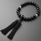 数珠 男性用 黒檀 新水晶 二天 22珠 人絹頭付房 黒 箱なし ネコポス送料無料 略式数珠 片手念珠 京念珠 メンズ