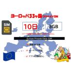 ヨーロッパSIM 海外SIM プリペイドSIM ヨーロッパ 周遊 33カ国対応 データ容量3GB 利用期間10日 4G LTE データ専用 海外出張 海外旅行 短期渡航 一時帰国