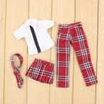 1/6 ブライス人形 着せ替え 白いシャツ チェック柄スカート チェック柄ズボン BJD DIY アクセサリー 全セット