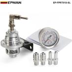 燃料圧力レギュレーター 調整可能 FPR ユニバーサルJdmターボ+液体ゲージ VW EP-FPRT81S用 Silver
