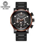 Yahoo! Yahoo!ショッピング(ヤフー ショッピング)腕時計 男性向け スポーツ クォーツブラック ステンレスクロノグラフ Black Orange