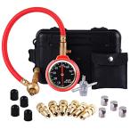 タイヤデフレーターツールRapid Air Down Tire Pressure Gauge Kit with Hose and Storage Case Chrome Caps Valve Core Repair Toolオフロードカートラック