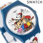 スウォッチ 腕時計 メンズ レディース クオーツ Peanutsコラボレーション FIRST BASE SWATCH SO29Z107 ホワイト 白 スイス製