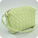 ショッピングbottega 中古 ボッテガヴェネタ ショルダーバッグ レディース ブランド BOTTEGA VENETA イントレチャート レザー グリーン バッグ