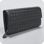 中古 ボッテガ・ヴェネタ 長財布二折 レディース ブランド BOTTEGA VENETA イントレチャート ブラック 財布