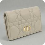 中古 ディオール 二つ折り財布 レディース ブランド Dior ディオール カロ Glycine ウォレット レザー ベージュ 財布