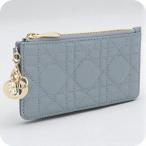 中古 ディオール 小銭入れ レディース ブランド Dior レディディオール ジップ カードホルダー CD92264 ブルー 財布