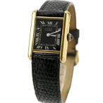 中古 カルティエ Cartier マストタンク SM ヴェルメイユ ローマ ブラック SV925 純正ベルト マストタンクSM アナログ 腕時計 レディース