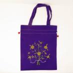 Yahoo! Yahoo!ショッピング(ヤフー ショッピング)巾着袋　かわいい刺繍入　ベトナム雑貨（裏地あり）　手提げタイプ　紫　花柄