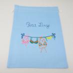 Yahoo! Yahoo!ショッピング(ヤフー ショッピング)巾着袋　かわいい刺繍入　ベトナム雑貨　水色　タイプ１　petitLinge　デザイン３