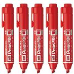ぺんてる 油性ペン ノック式ハンディS Pentel PEN 平芯・太字 赤 XNXN60-B 5本