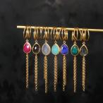 天然石 イヤーカフ イヤカフ レディース 22金 22K アンティーク ゴールド イヤーカフ 大ぶり 大粒 揺れる カル nanotta AEC017