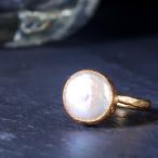 ショッピング天然石 天然石 リング 指輪 レディース 22金 22K アンティーク ゴールド 天然石リング 淡水パール 真珠 バロック 原石 nanotta ARN003