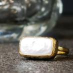 天然石 リング 指輪 レディース 22金 22K アンティーク ゴールド 天然石リング 淡水パール 真珠 バロック 槌目 nanotta ARN094