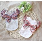 犬服花柄フリルトップス袖なしドッグ...