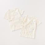 プティマイン(petit main)オーガニックコットン ワンポイント＆総柄短肌着2枚セット【O_50】【outlet】