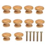 YFFSFDC 木製 取っ手 つまみ 10個セット最大直径3.3cm ノブ 木製キャビネットハンドル ウッド 引き出し 家具 食器棚 DIY用