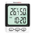 ThermoPro термометр-гигрометр часы отображать цифровой датчик температуры гигрометр салон высокая точность большой экран максимальный и минимальный термометр влажность отображать настольная подставка класть type магнит 