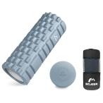 MOJEER フォームローラー 筋膜リリース 2個セット マッサージボール ストレッチ用ポール エクササイズポール YJZ33AMQ (青)