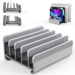 ノートパソコン スタンド 縦置き pc/タブレット スタンド 5台収納 冷却 ホルダー幅調節 アルミ合金素材 クラムシェルスタンド 省スペース