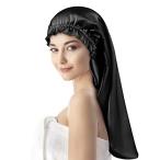 [LULUSILK] ナイトキャップ ロングヘア用 ポリエステル100% レディース 二重生地 筒型デザイン レディース 帽子 光沢 朝まで脱落