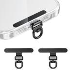 [saxsion] 2枚セットストラップホルダー 極薄0.18mm 360°回転で絡まない 落下防止 首掛け 斜めがけ スマホストラップ 金属製