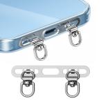 スマホストラップホルダー  2口タイプ ・For iphone 17シーズ・360°回転式携帯ストラップホルダー ステンレス鋼 メッキ仕上げ 薄